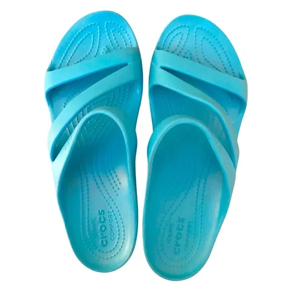 Crocs Kade II Women’s Sandals 10 Aqua Flip Flop Slides - Picture 3 of 9